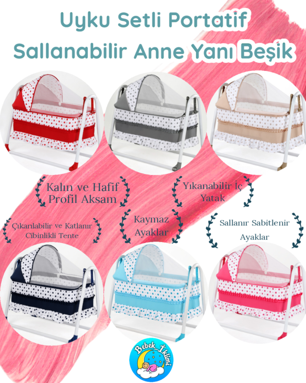 Portatif Sallanabilir Anne Yanı Beşik , Portatif Sallanır Anne Yanı Beşik , Portatif Sallanır Sepet Beşik , Anne Yanı Sallanır Bebek Beşik , Sallanan Portatif Bebek Beşiği , Portatif Beşik , Sepet Beşik , Hamak Beşik , Anne Yanı Sepet Beşik, 45x85 Bebek Uyku Seti , 45x85 Bebek Beşik , Bebek Odası , Çocuk Odası