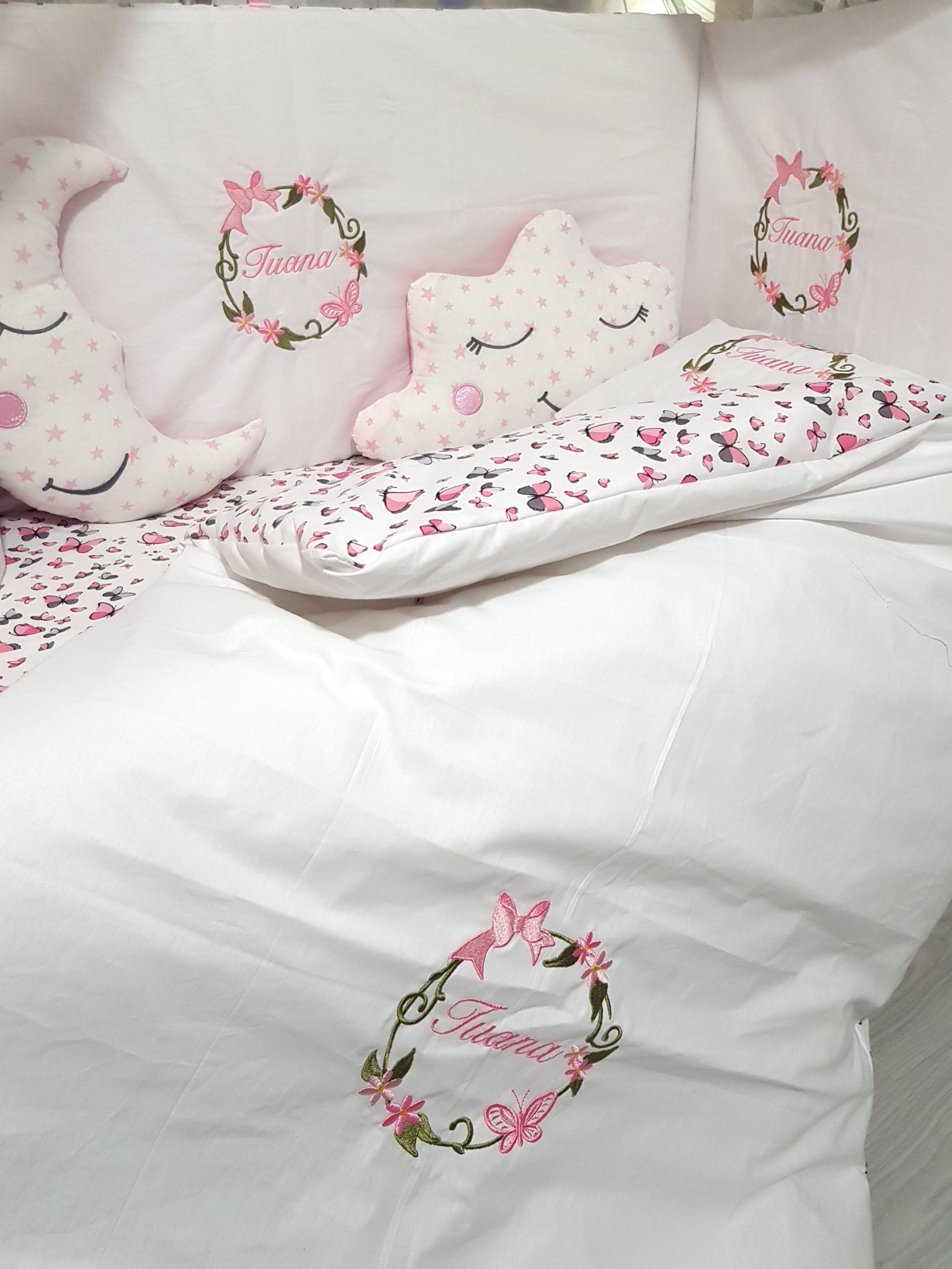 Kelebek Nakışlı Uyku Seti, Çiçek Nakışlı Uyku Seti, Kurdele Nakışlı Uyku Seti, Fiyonk Nakışlı Uyku Seti