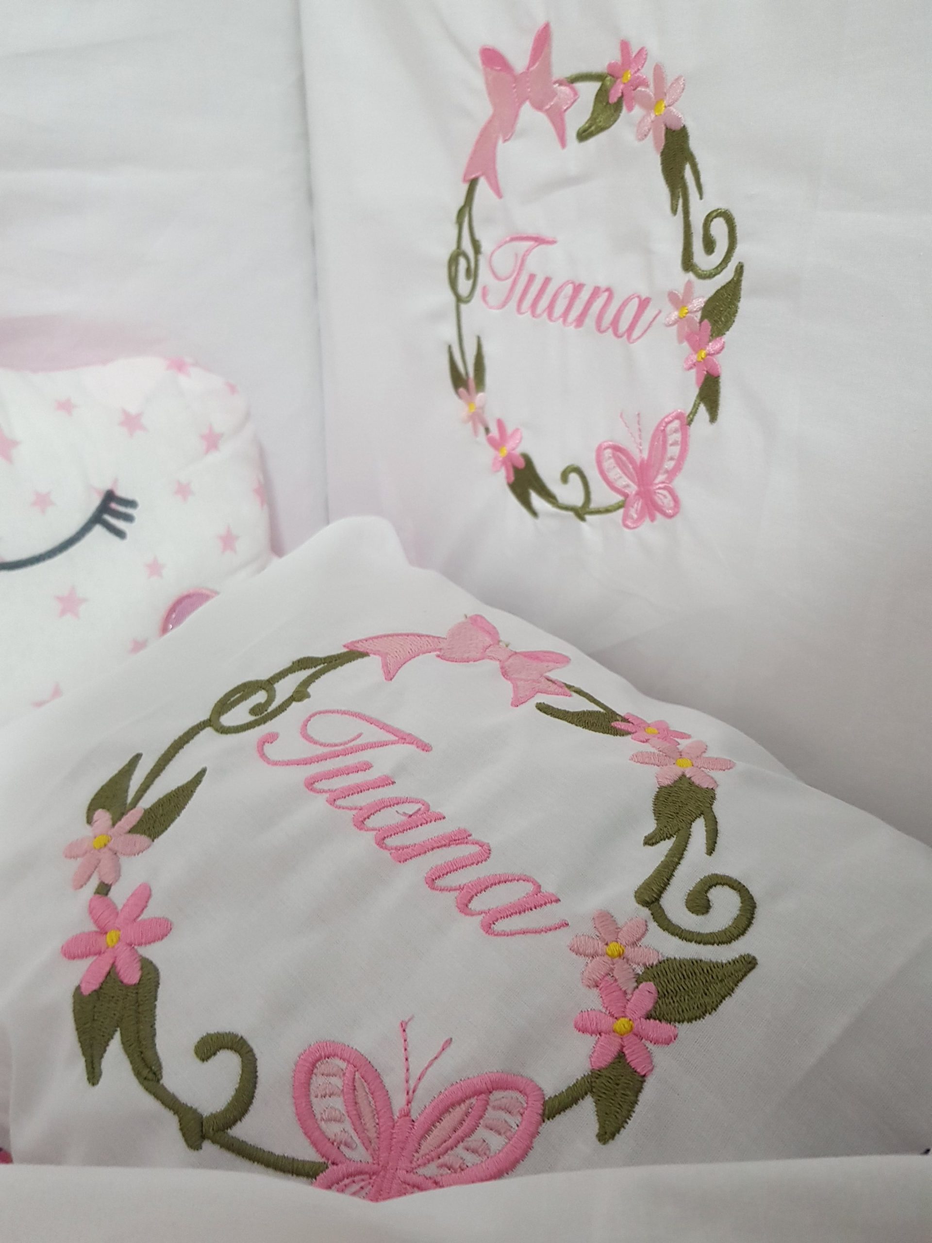 Kelebek Nakışlı Uyku Seti, Çiçek Nakışlı Uyku Seti, Kurdele Nakışlı Uyku Seti, Fiyonk Nakışlı Uyku Seti