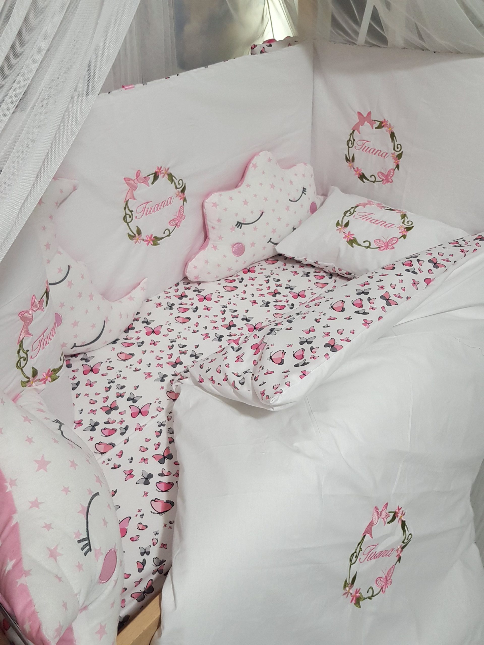 Kelebek Nakışlı Uyku Seti, Çiçek Nakışlı Uyku Seti, Kurdele Nakışlı Uyku Seti, Fiyonk Nakışlı Uyku Seti