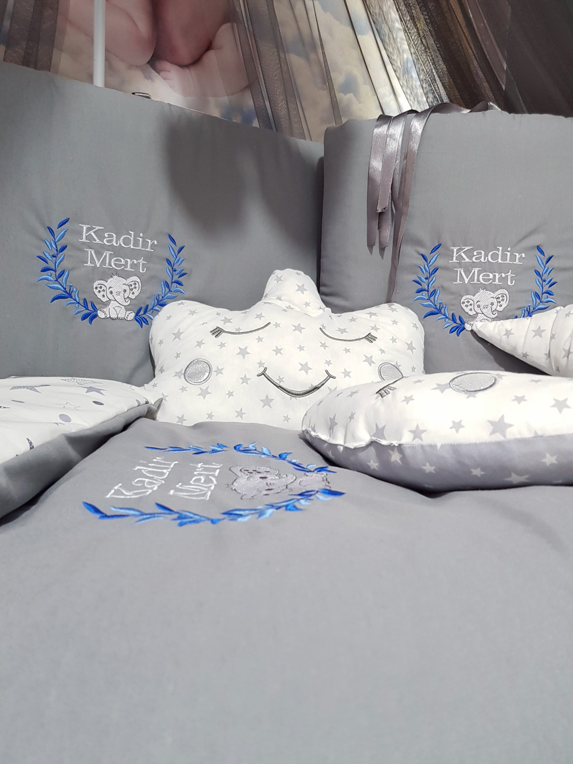 Nakışlı Uyku Seti, Yorgan, Çarşaf, Yastık, Nevresim Takım, Nevresim Seti, Beşik Yan Koruma