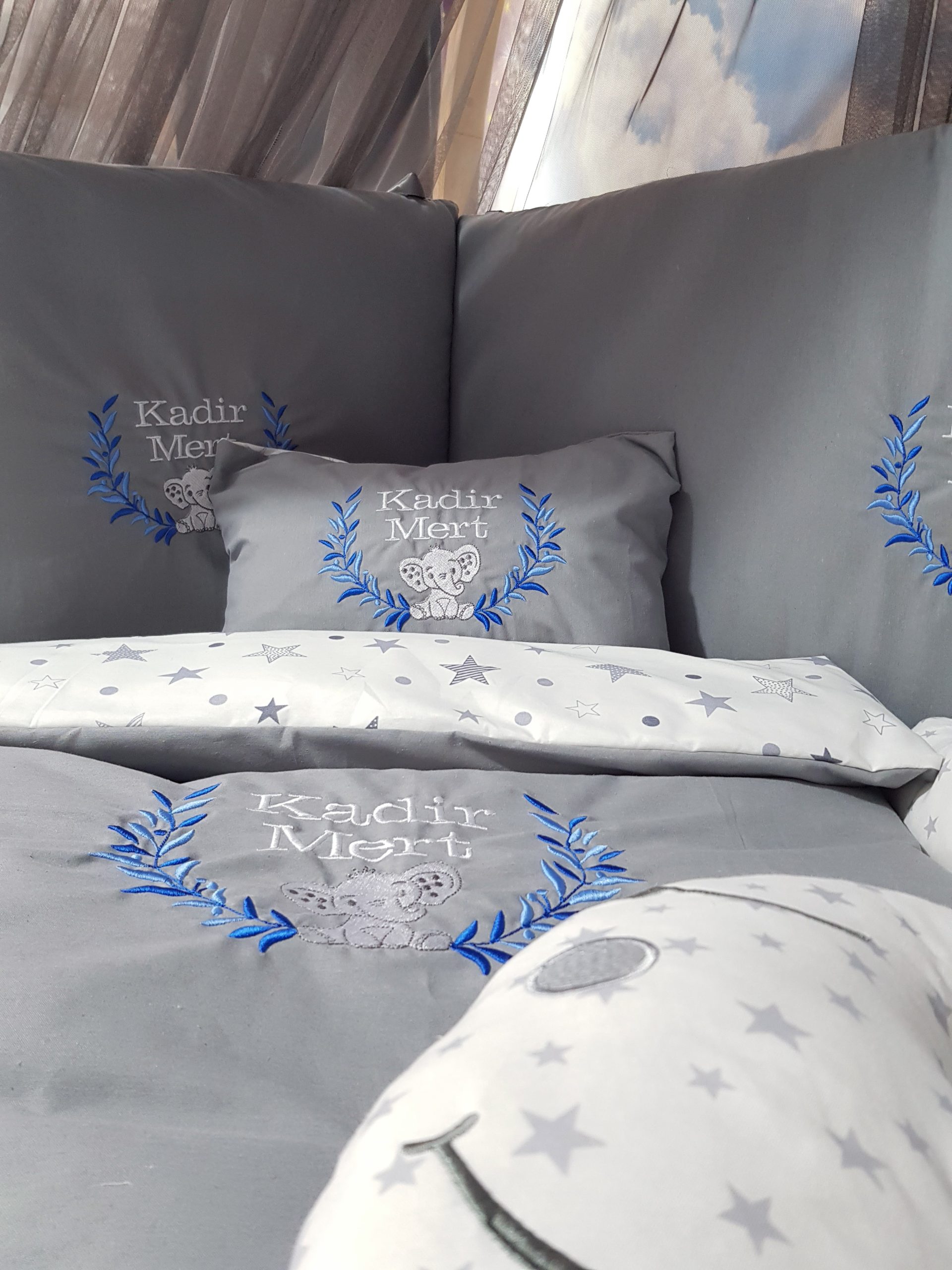 Nakışlı Uyku Seti, Yorgan, Çarşaf, Yastık, Nevresim Takım, Nevresim Seti, Beşik Yan Koruma