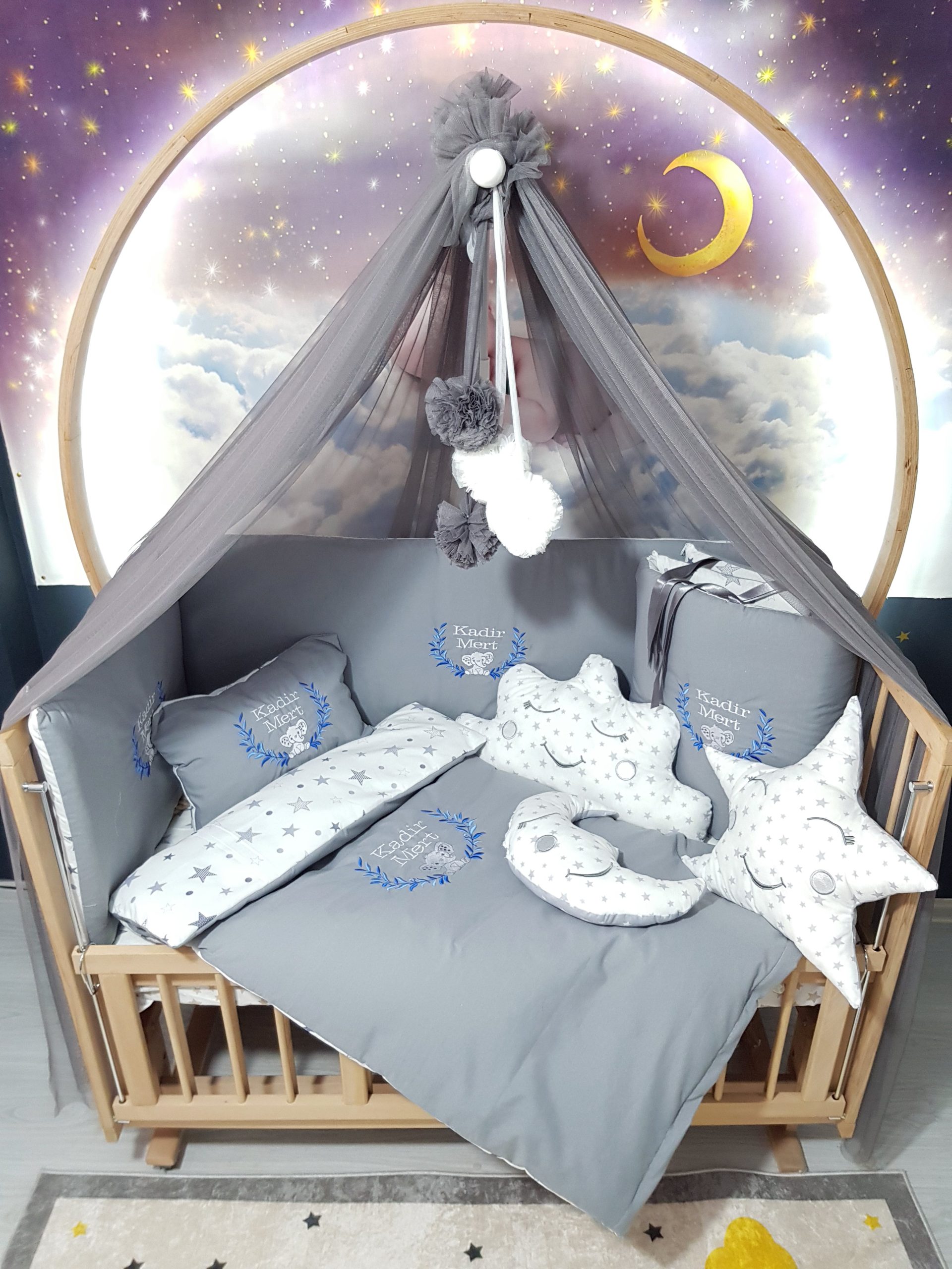 Nakışlı Uyku Seti, Yorgan, Çarşaf, Yastık, Nevresim Takım, Nevresim Seti, Beşik Yan Koruma