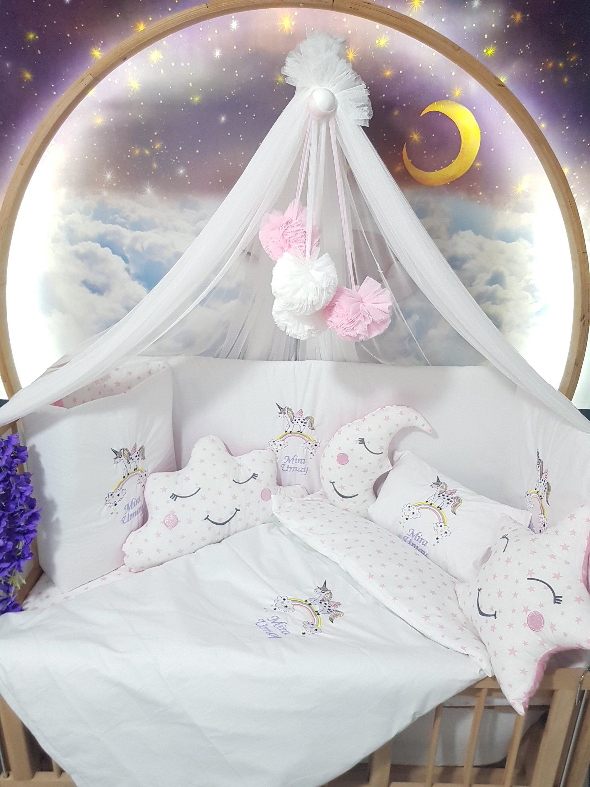 Nakışlı bebek uyku setleri , Bebek uyku seti , Bebek odası dekorasyonu