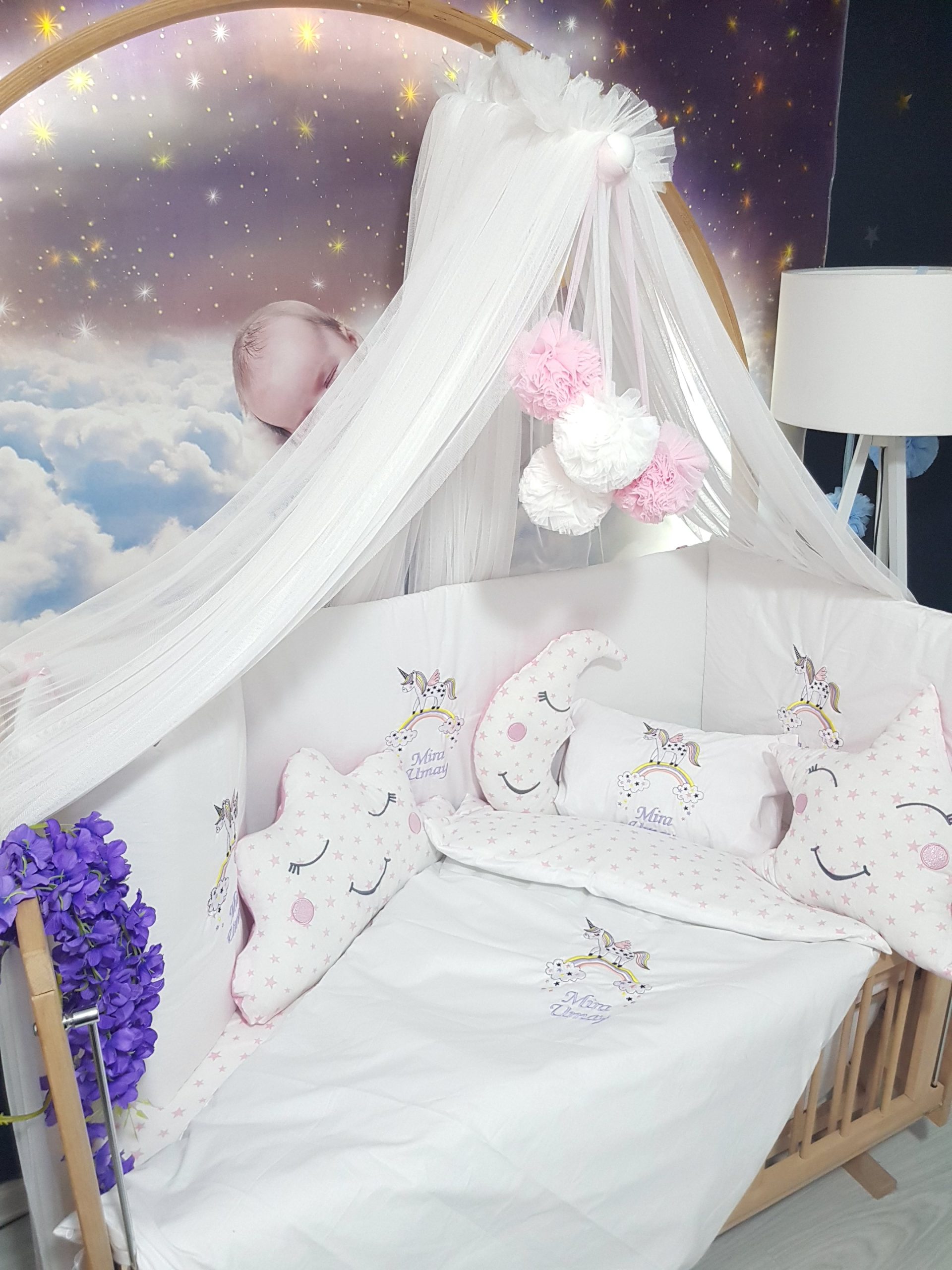 Nakışlı bebek uyku setleri , Bebek uyku seti , Bebek odası dekorasyonu