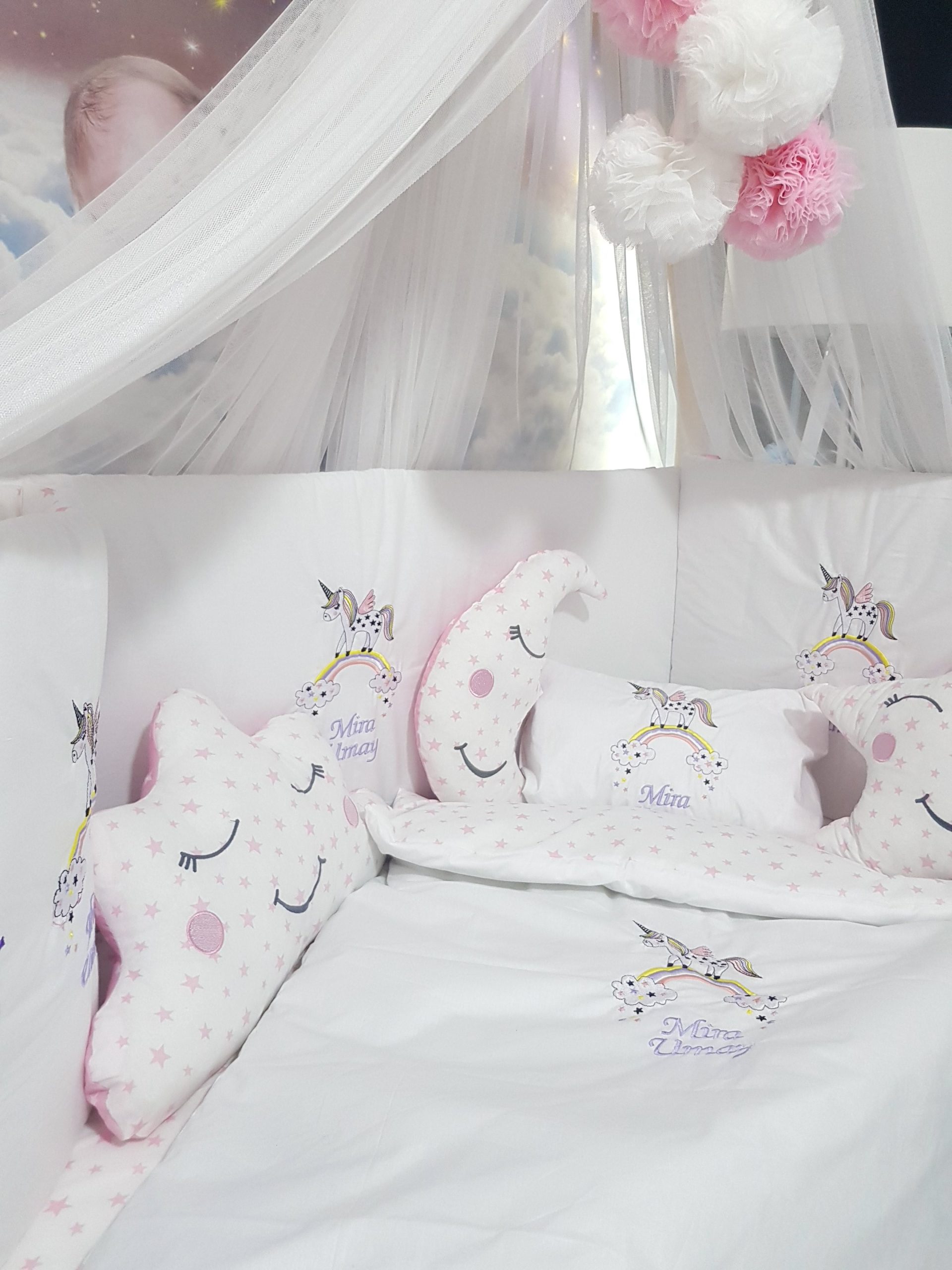 Nakışlı bebek uyku setleri , Bebek uyku seti , Bebek odası dekorasyonu