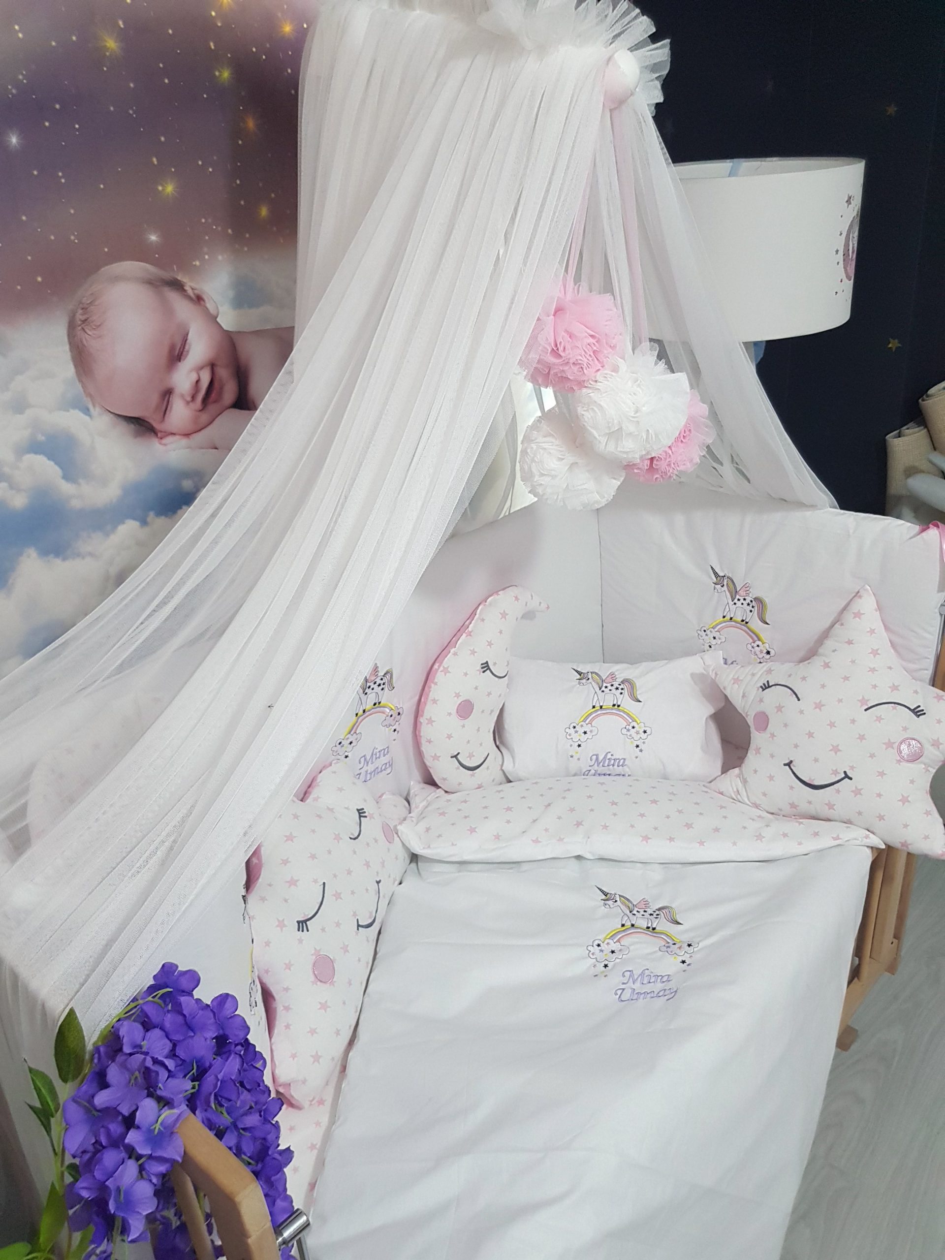 Nakışlı bebek uyku setleri , Bebek uyku seti , Bebek odası dekorasyonu