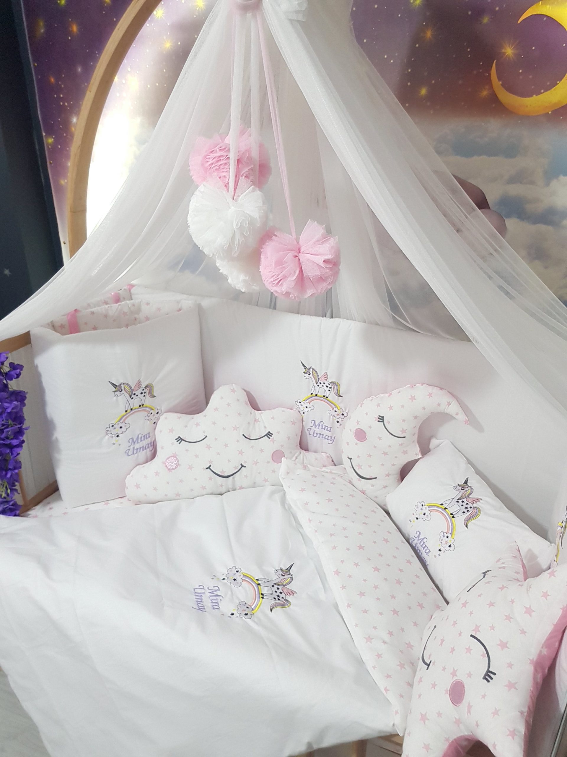 Nakışlı bebek uyku setleri , Bebek uyku seti , Bebek odası dekorasyonu