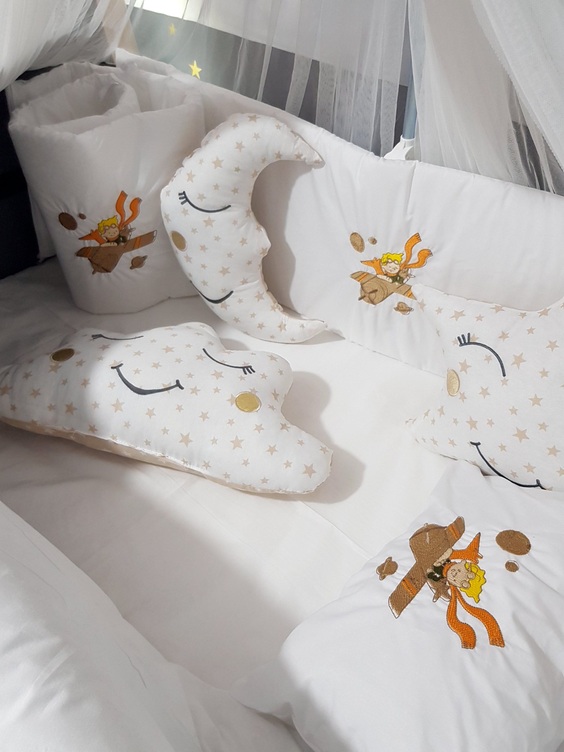 K5_Nakışlı_Uyku_Seti_Uçak_ve_Küçük_Pilot_Bebek_Odası_(4) Bebek İsimli Uyku Seti, Nakışlı Uyku Seti, Yorgan, Çarşaf, Yastık, Nevresim Takımı, Nevresim Seti, Beşik Yan Koruma, Beşik Kenar Korumalık, Lüks Cibinlik