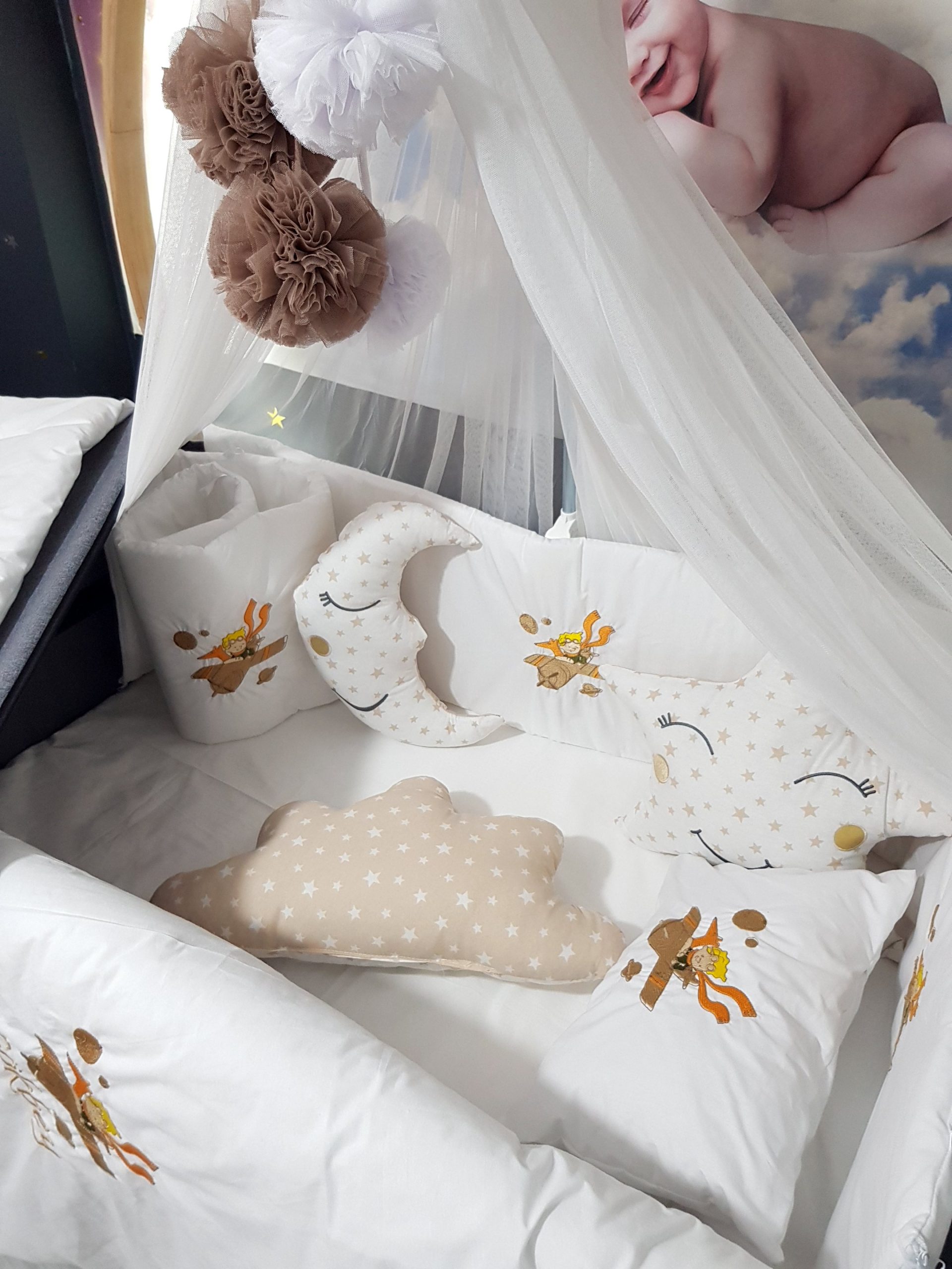 K5_Nakışlı_Uyku_Seti_Uçak_ve_Küçük_Pilot_Bebek_Odası_(5) Bebek İsimli Uyku Seti, Nakışlı Uyku Seti, Yorgan, Çarşaf, Yastık, Nevresim Takımı, Nevresim Seti, Beşik Yan Koruma, Beşik Kenar Korumalık, Lüks Cibinlik