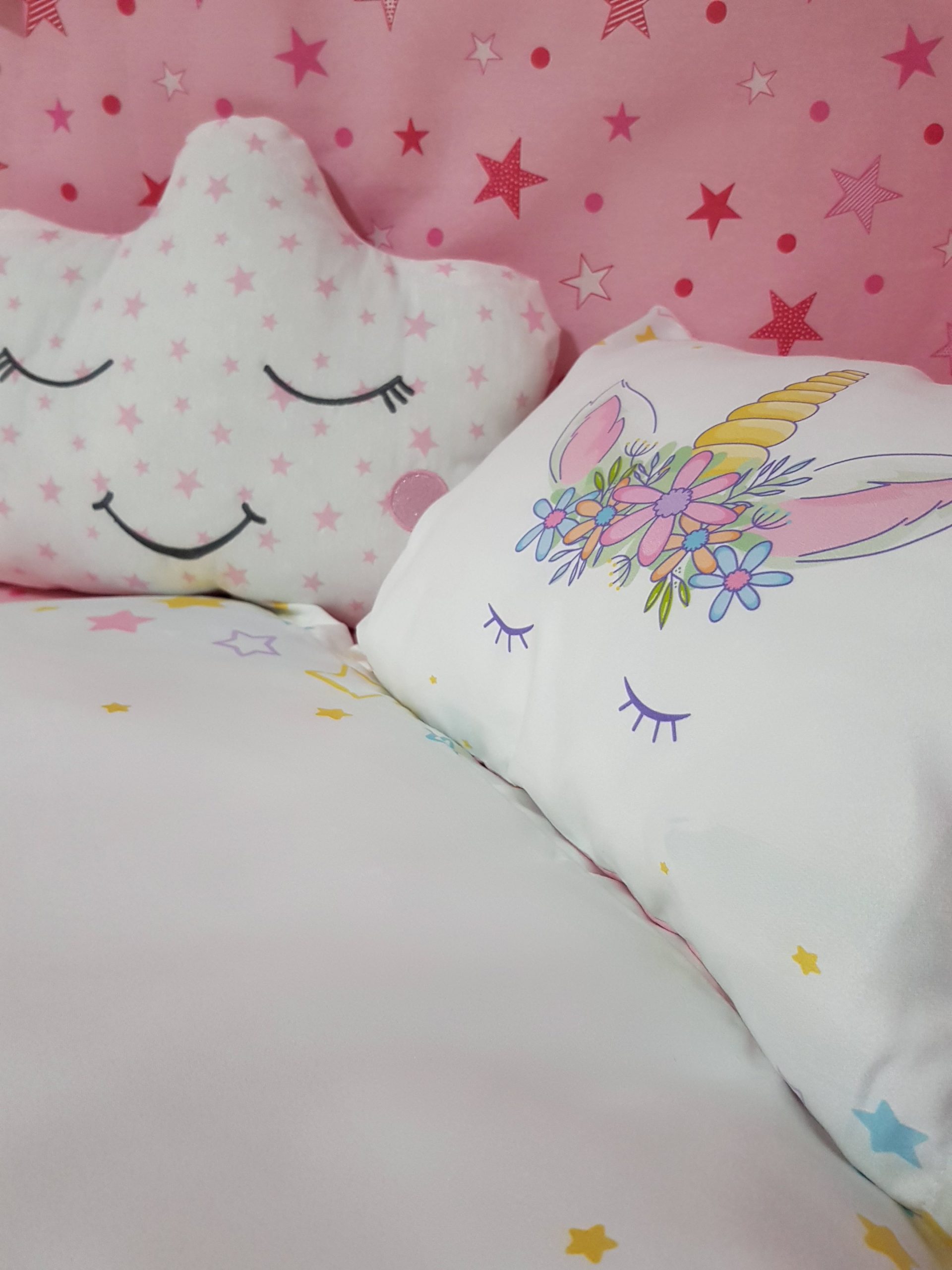 D8077_Dijital_Baskı_Bebek_Uyku_Seti_Baby_Clime_Uyuyan_Unicorn_(7) Bebek Uyku Seti İsimli, Bebek Beşik, Bebek Odası, Uyku Seti