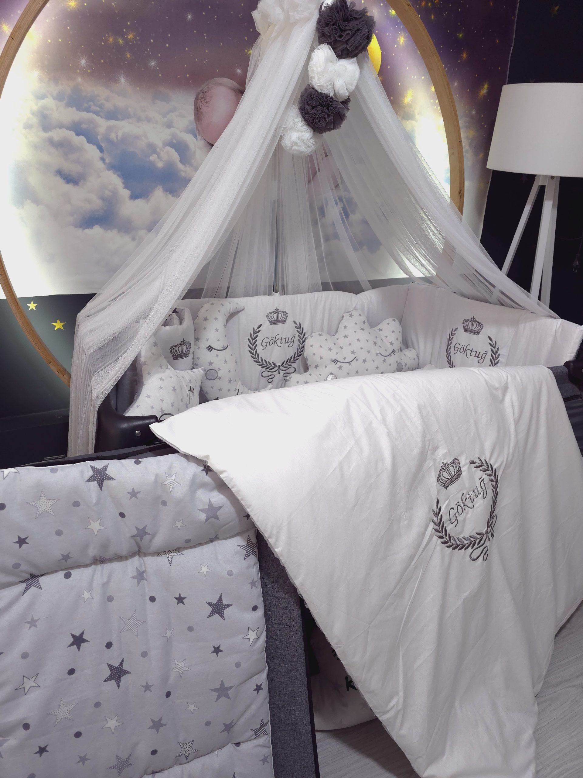 B2_Nakışlı_Bebek_Uyku_Seti_İsim_ve_Başak_Nakış_Motifli_Beşik_Kenar_Korumalık_(2) Nevresim Takımı, Nevresim Seti, Beşik Yan Koruma, Beşik Kenar Korumalık