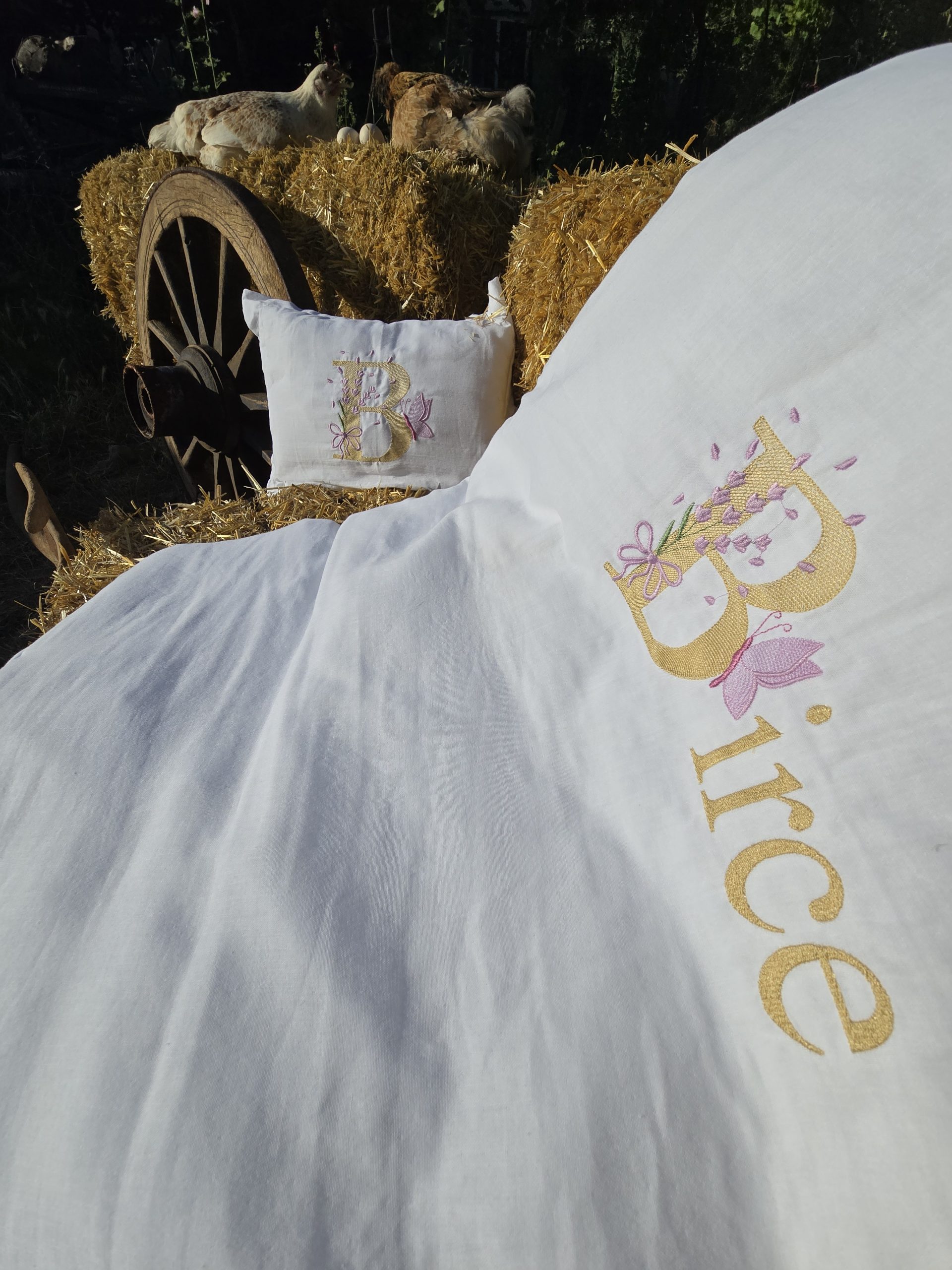 Nakışlı Bebek Uyku Seti İsimli, Müslin Bebek Nevresim Takımı