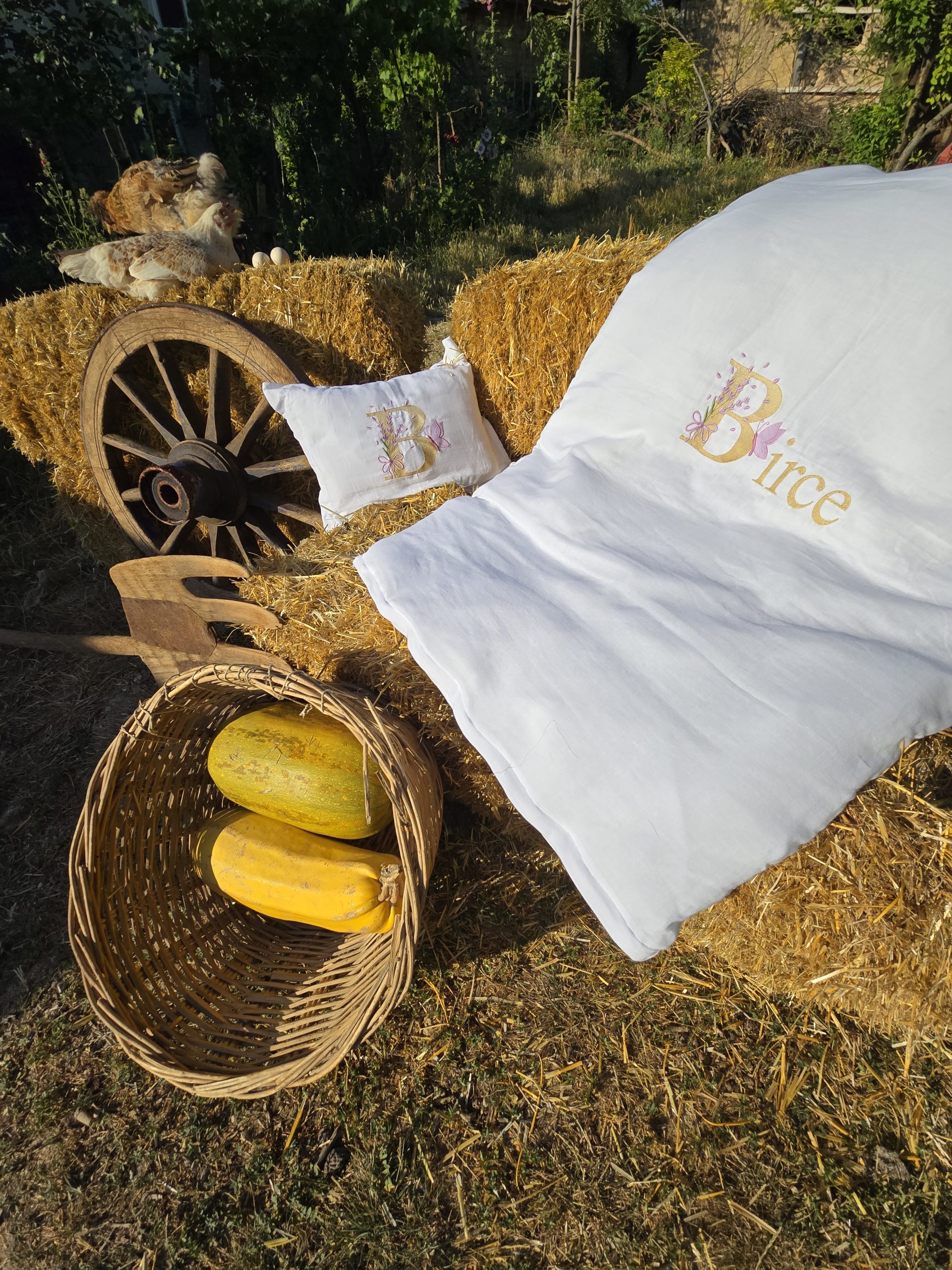 Nakışlı Bebek Uyku Seti İsimli, Müslin Bebek Nevresim Takımı