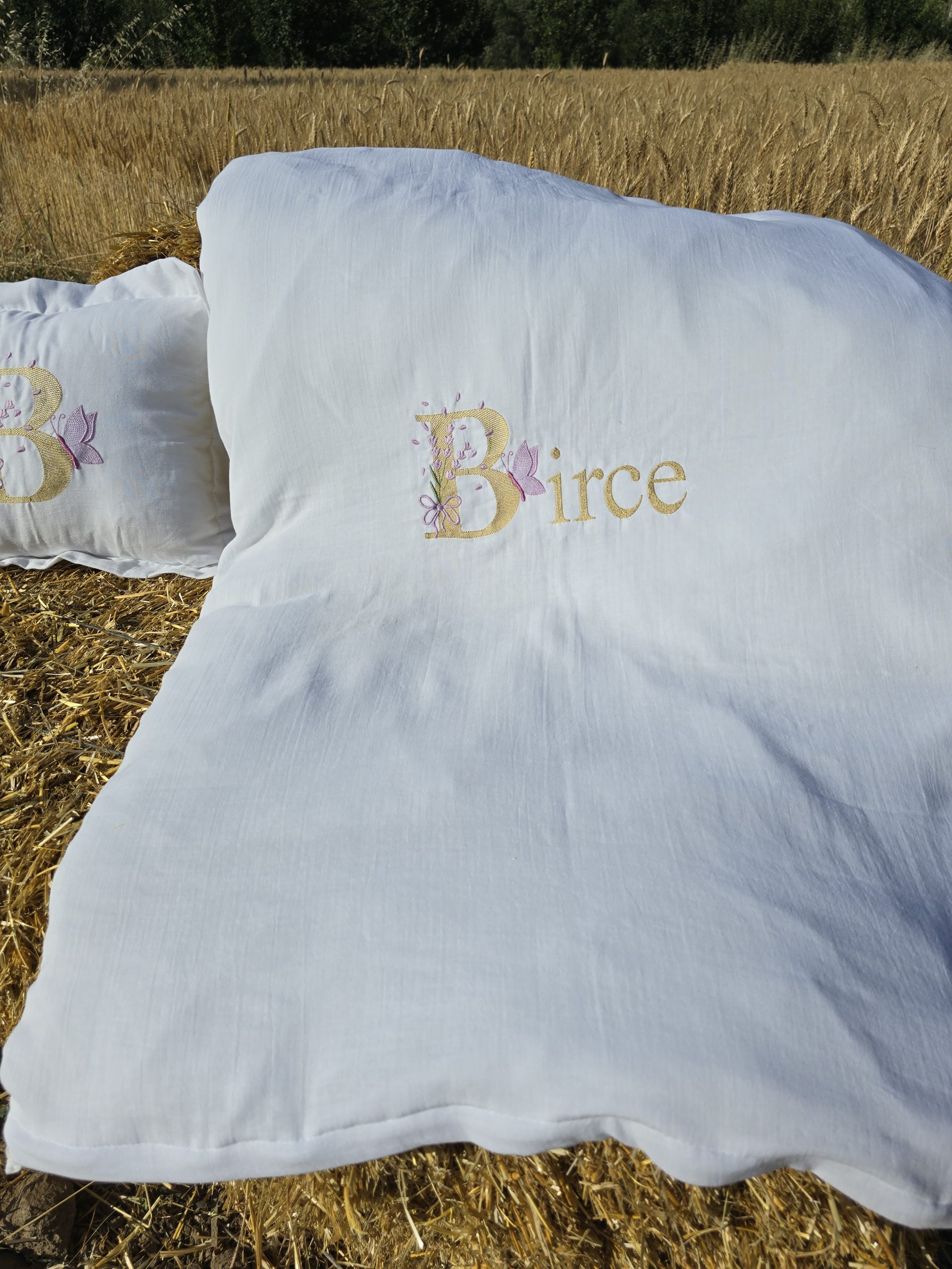 Nakışlı Bebek Uyku Seti İsimli, Müslin Bebek Nevresim Takımı