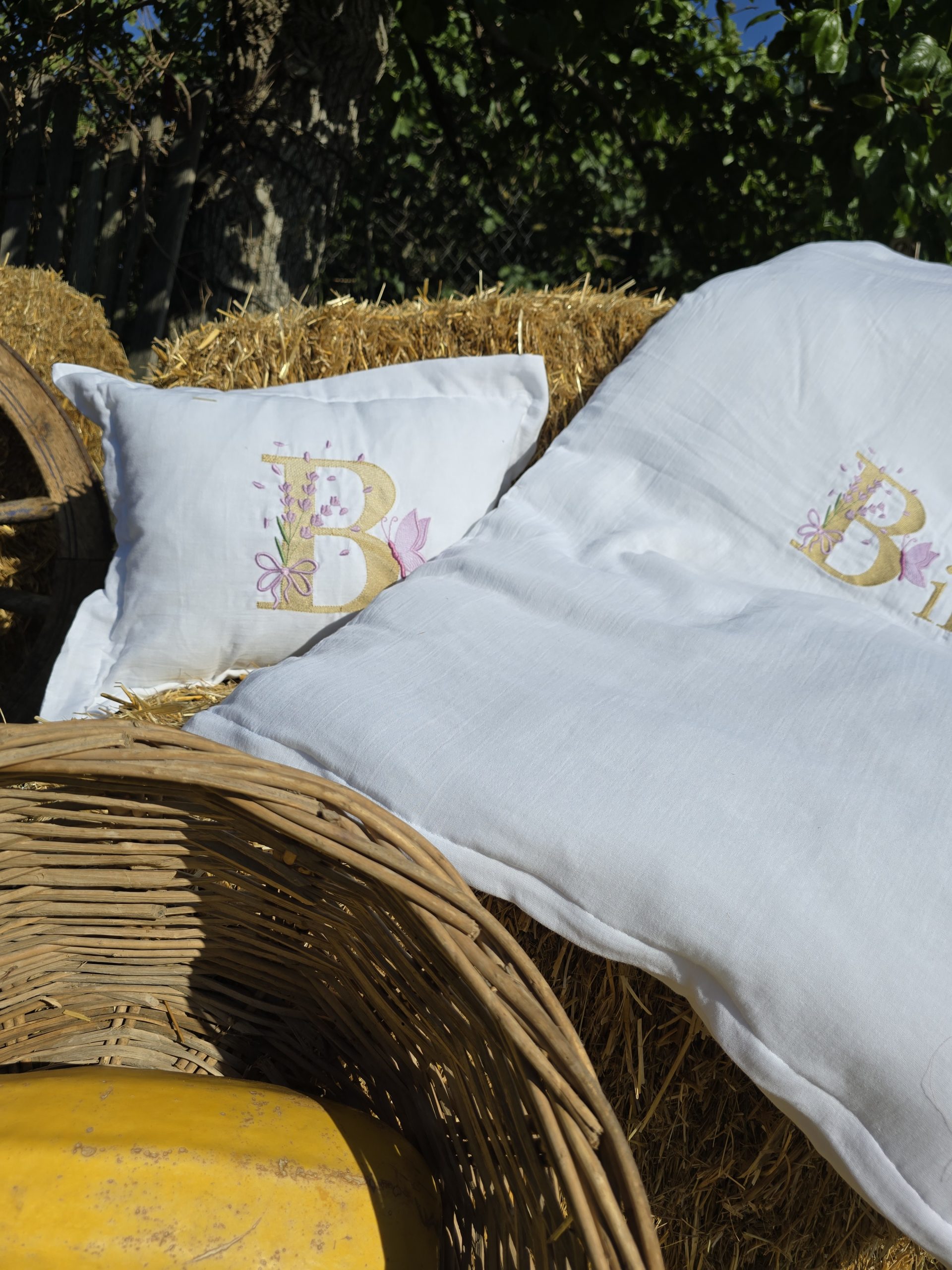 Nakışlı Bebek Uyku Seti İsimli, Müslin Bebek Nevresim Takımı