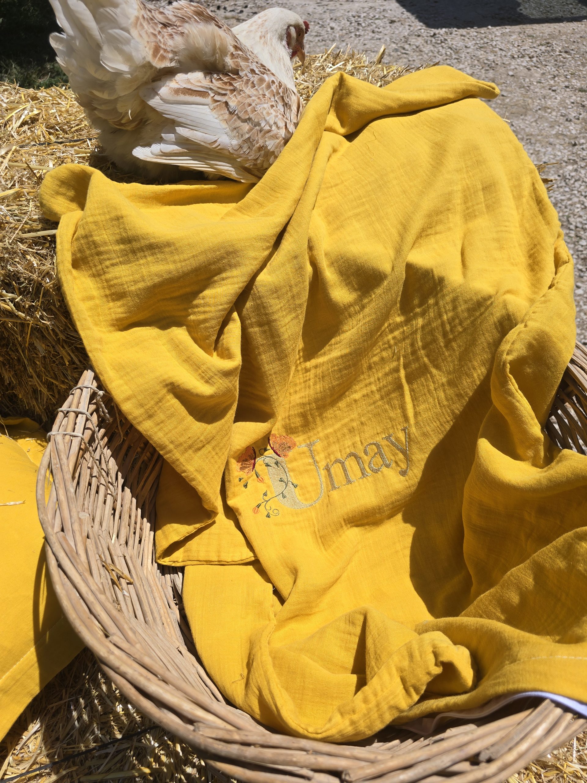 Nakışlı Bebek Uyku Seti İsimli, Müslin Kumaş Yorgan, Müslin Kumaş Yastık