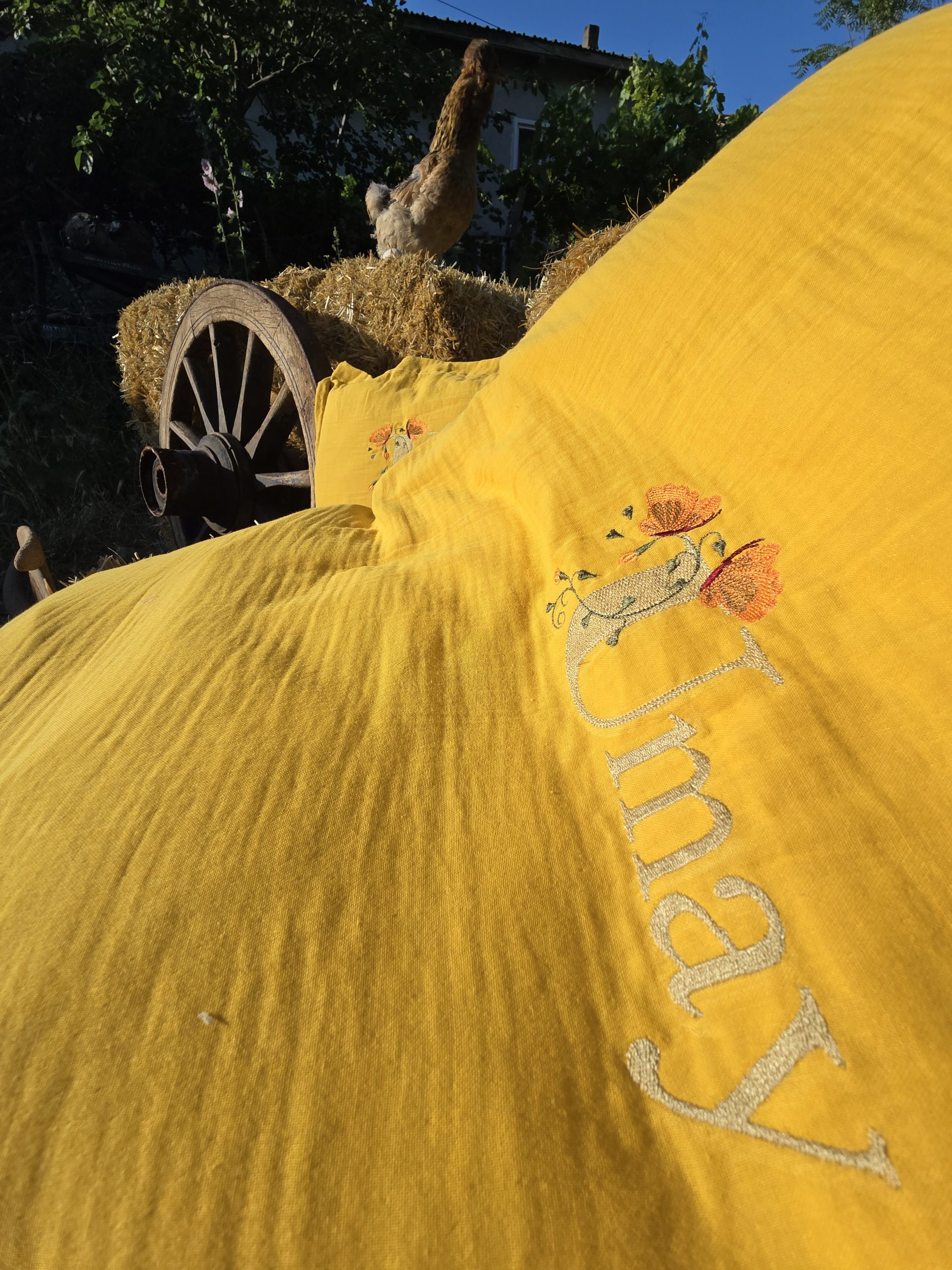 Nakışlı Bebek Uyku Seti İsimli, Müslin Kumaş Yorgan, Müslin Kumaş Yastık