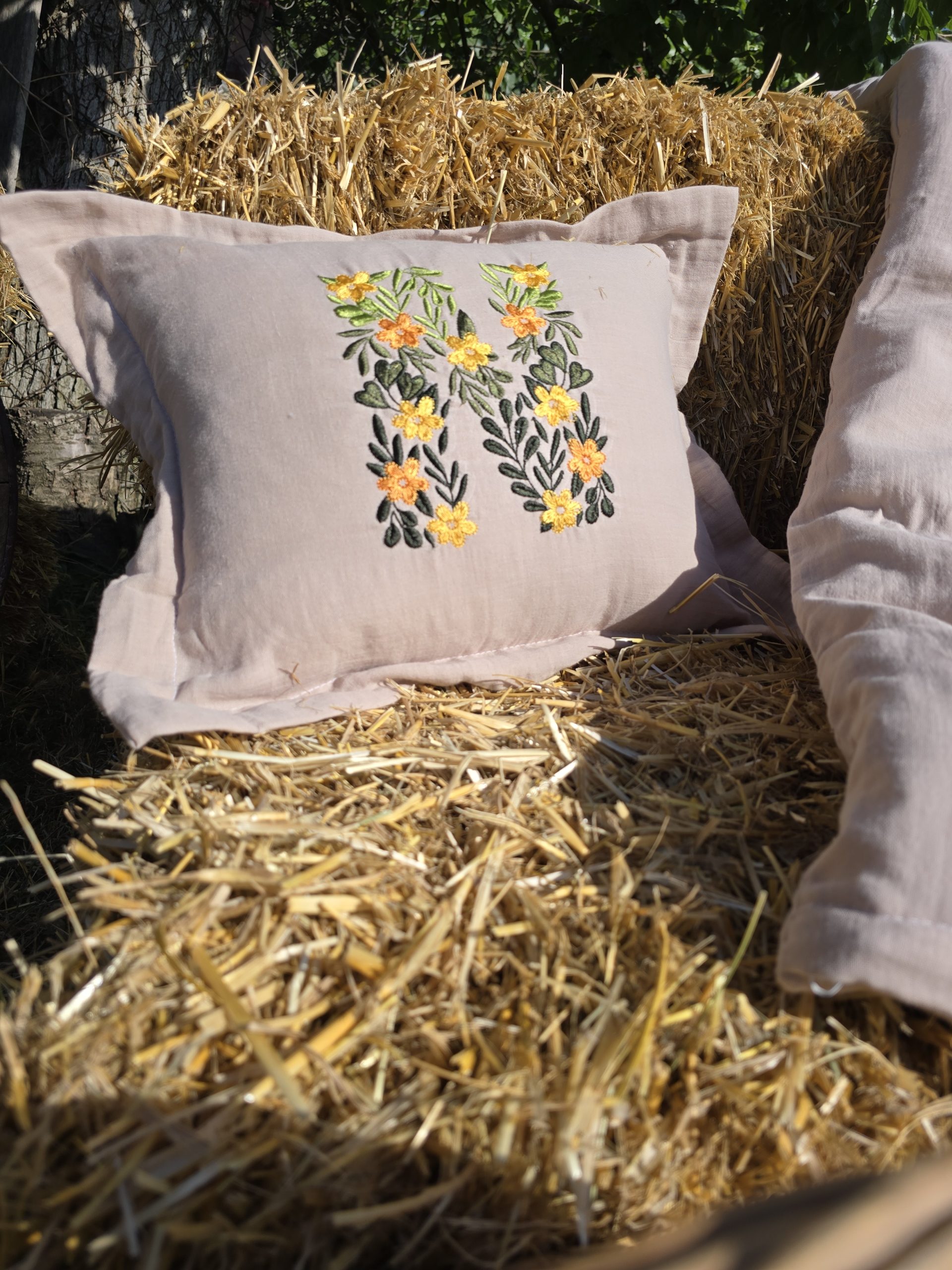 Nakışlı Müslin Kumaş Kırlent, Nakışlı Bebek Uyku Seti İsimli, Müslin Bebek Nevresim Takımı, Müslin Bebek Battaniye