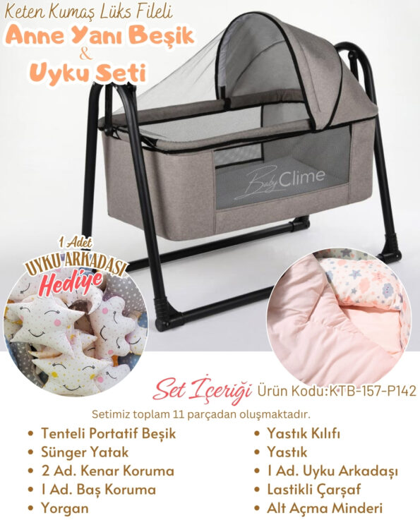 uyku setli anne yanı beşik, Baby Clime, Bebek İklimi, 45x85 beşik yorganı