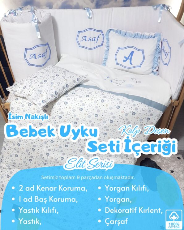 Bebek İklimi, Baby Clime, Nakışlı Uyku Seti, Bebek Baş Yastığı