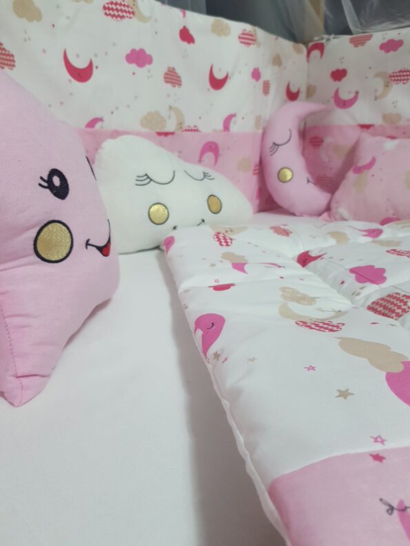 kız bebek uyku seti, bebek uyku seti 60x120, cibinlikli bebek uyku seti