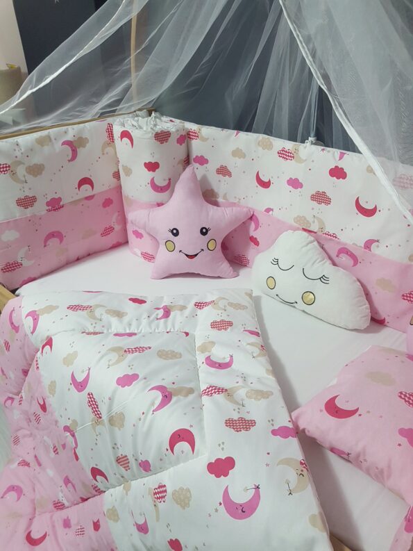 kız bebek uyku seti, bebek uyku seti 60x120, cibinlikli bebek uyku seti