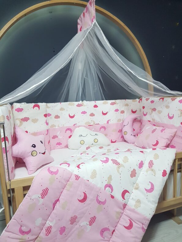 kız bebek uyku seti, bebek uyku seti 60x120, cibinlikli bebek uyku seti