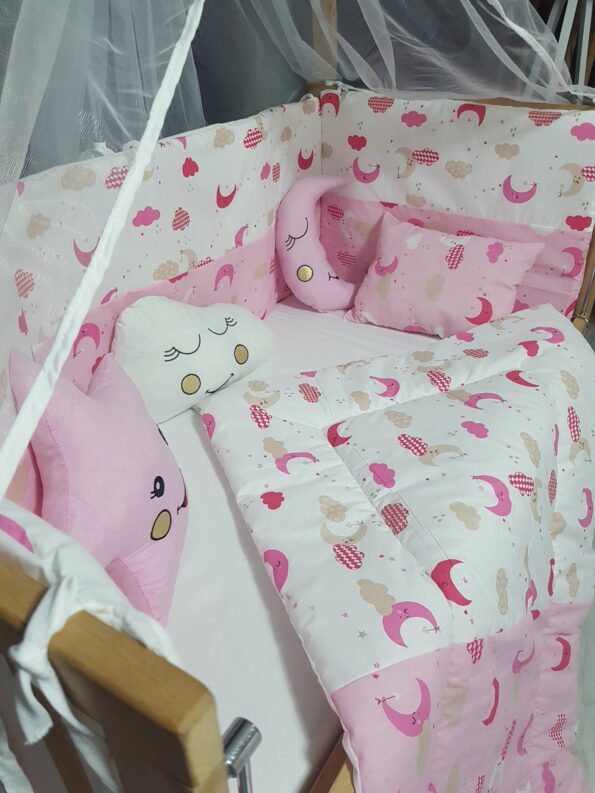 kız bebek uyku seti, bebek uyku seti 60x120, cibinlikli bebek uyku seti