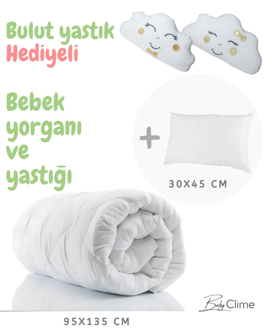 elyaf_dolgulu_telalı_yorgan_boncuk_silikon_dolgulu_telalı_yastık_ve_hediye_bulut_yastık Bebek nevresim takımı ve uyku seti; 90x130, 5 ve 6 parçalı seçenekler; bulut yastıklı uyku seti; yorgan ve yastık kılıfı; beşik ve çocuk yatağı için lastiksiz çarşaf; bebek baş yastığı ve nevresimi.