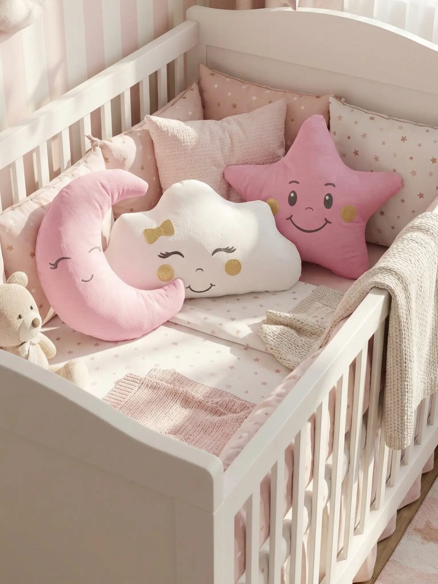 kız_bebek_uyku_arkadası_yastık_pembe_(2) Kız ve erkek bebek uyku arkadaşı yastık seti, kurdeleli ve papyonlu tasarım, ay bulut ve yıldız figürleri, renk seçenekleri.