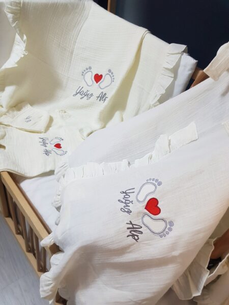 Müslin Hastane Çıkışı 4 Katlı %100 Pamuk Doğal Bebek Seti