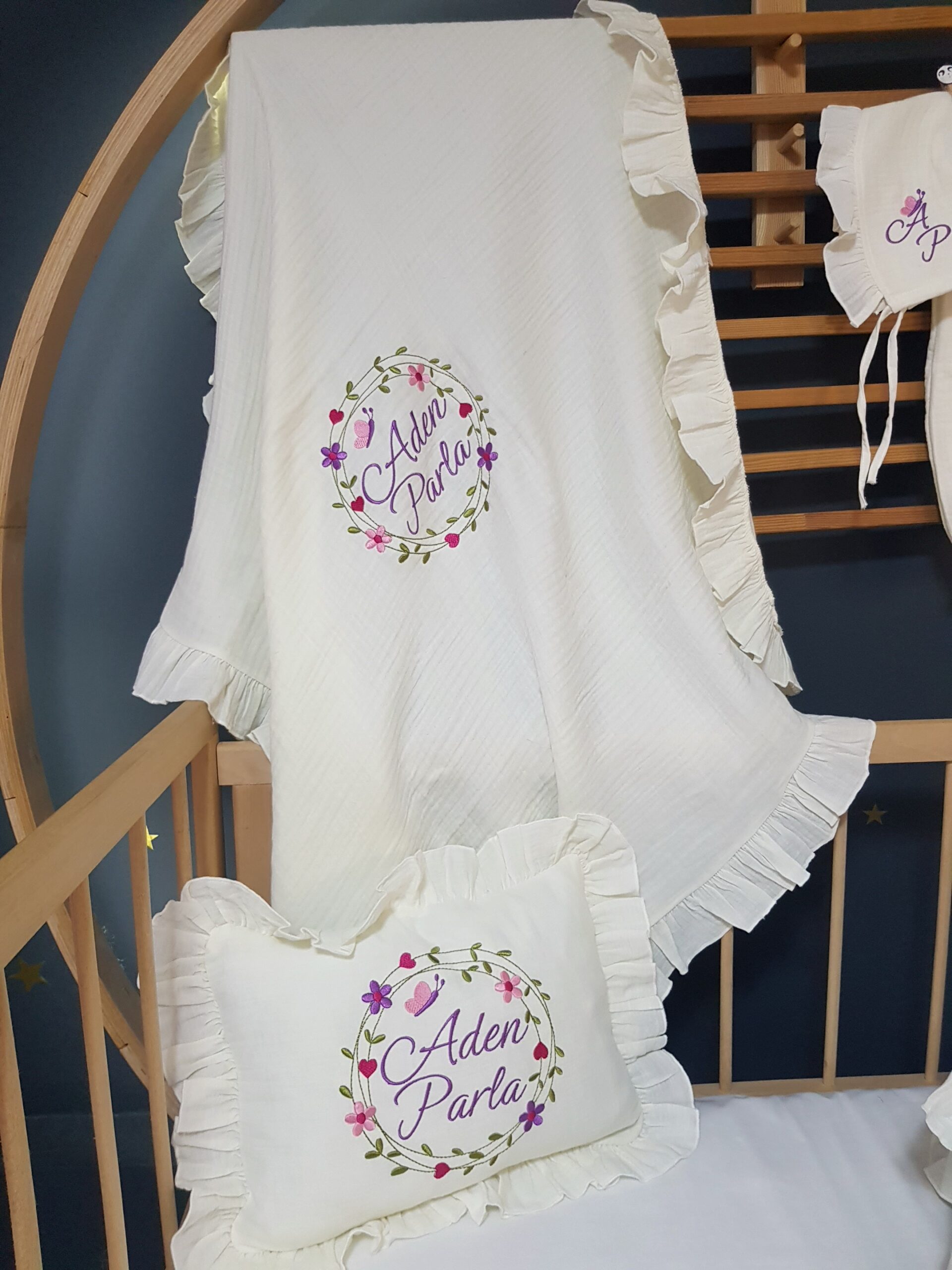 müslin-hastane-çıkışı-pamuk-C15-(2) Müslin Hastane Çıkışı Kız Bebek Doğum Çantası Seti