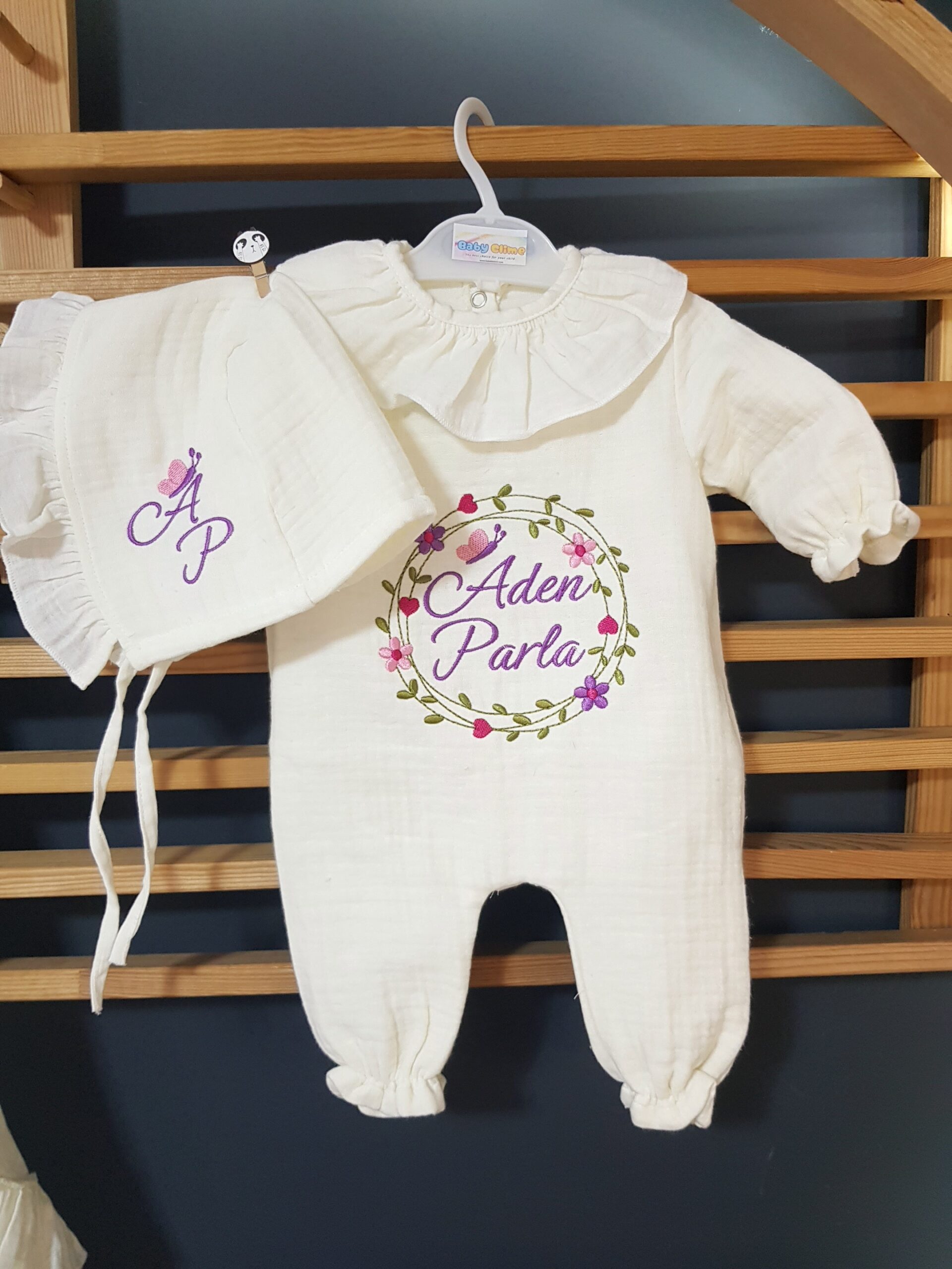 müslin-hastane-çıkışı-pamuk-C15-(3) Müslin Hastane Çıkışı Kız Bebek Doğum Çantası Seti