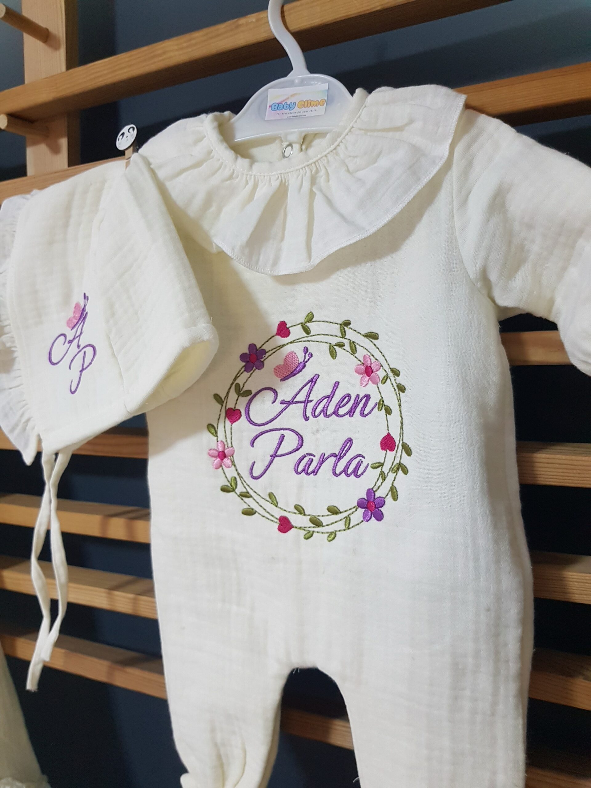 müslin-hastane-çıkışı-pamuk-C15-(4) Müslin Hastane Çıkışı Kız Bebek Doğum Çantası Seti