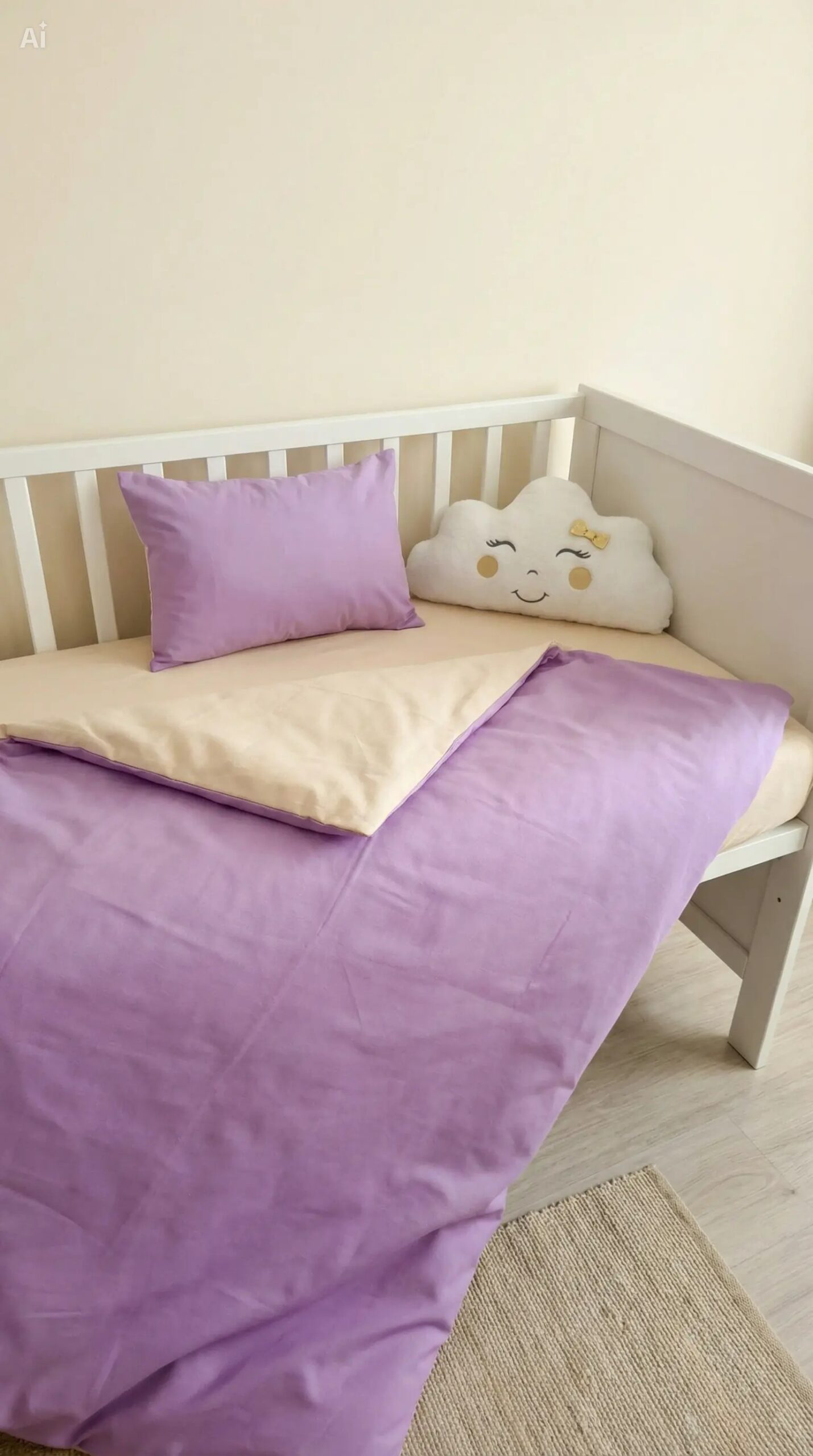 6-parça-bebek-cocuk-uyku-seti-(2) bebek uyku seti: 90x130 yorgan ve kılıfı, 30x45 yastık ve kılıfı ile çarşaf dahil. Sevimli bulut yastık hediye