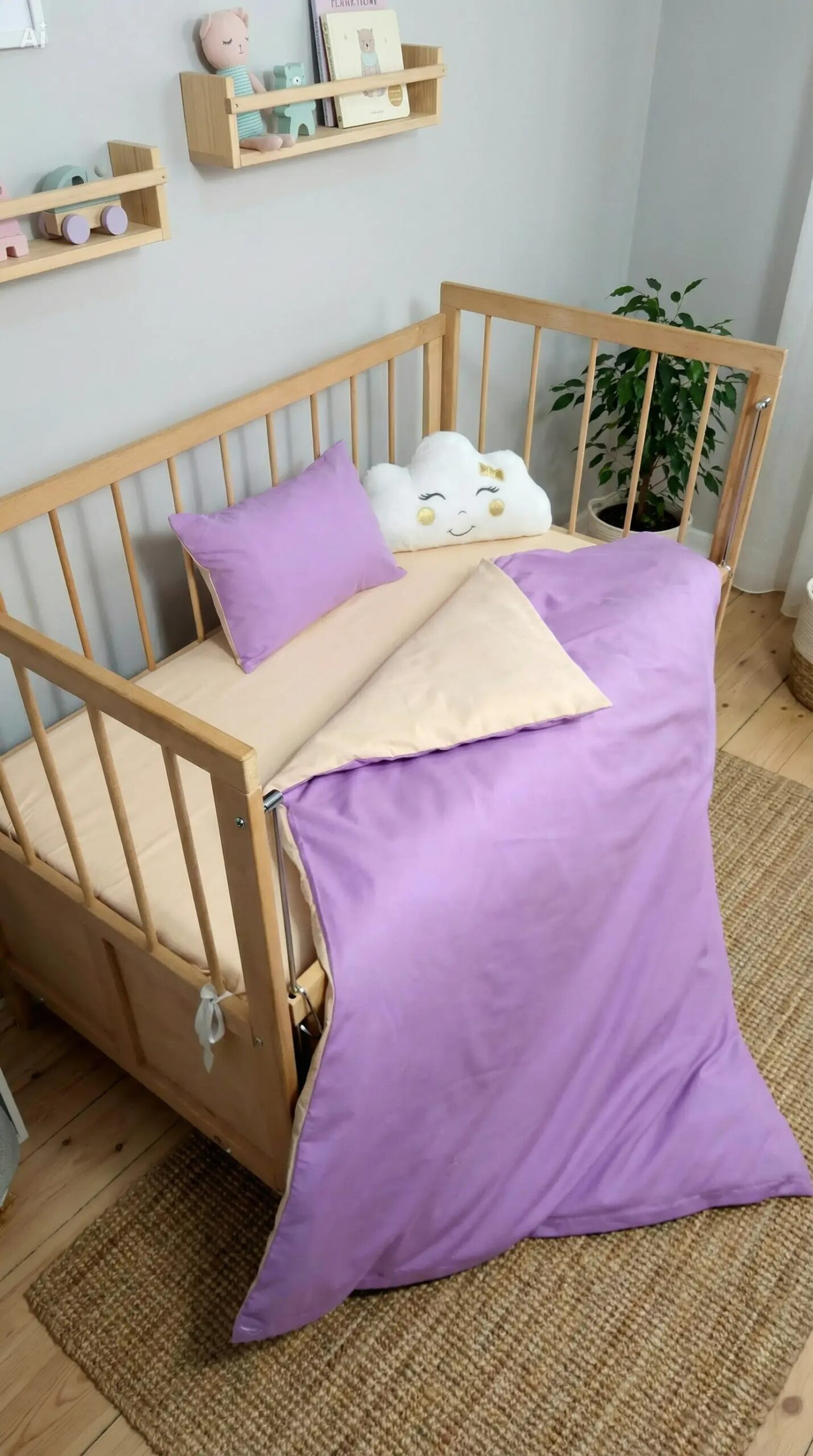 6-parça-bebek-cocuk-uyku-seti-(4) bebek uyku seti: 90x130 yorgan ve kılıfı, 30x45 yastık ve kılıfı ile çarşaf dahil. Sevimli bulut yastık hediye