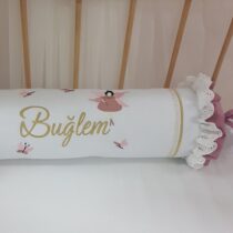 Dantelli Silindir Şeker Yastık, simli Bebek Yastığı