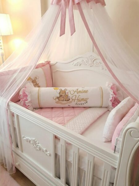 Dantelli Silindir Şeker Yastık, İsimli Bebek Yastığı