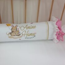 Dantelli Silindir Şeker Yastık, simli Bebek Yastığı