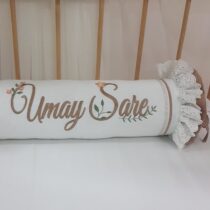 Dantelli Silindir Şeker Yastık, simli Bebek Yastığı