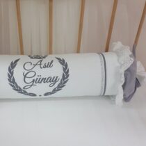 Dantelli Silindir Şeker Yastık, simli Bebek Yastığı