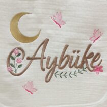 Aybüke isimli 4 katlı müslin hastane çıkışı %100 pamuk bebek seti
