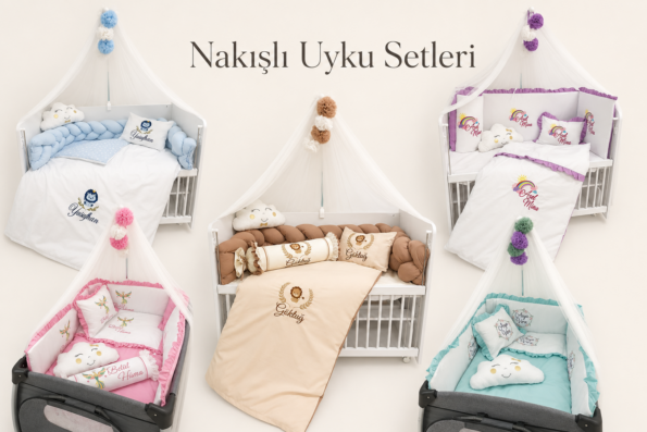 isim nakışlı bebek uyku setleri