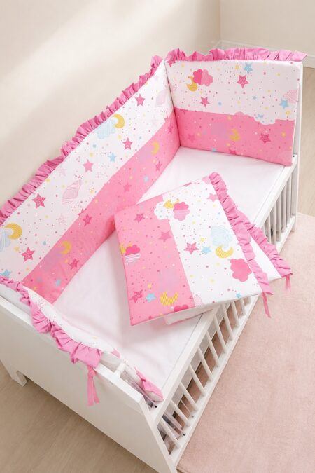 fırfırlı beşik kenar korumalık, beşik korumalık, beşik koruyucu, beşik kenarlığı