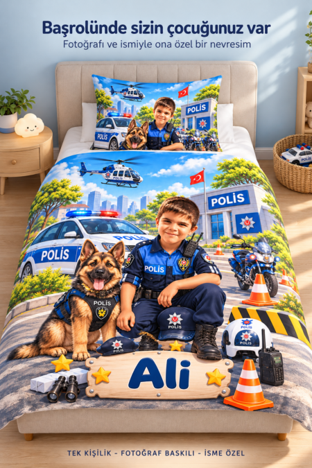 tek kişilik fotoğraf baskılı çocuk nevresim takımı, 5 parça tek kişilik çocuk uyku seti, isimli nevresim seti